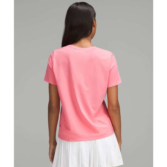 Lululemon Organic Cotton Straight Hem Crewneck Pink Tee Shirt Size Small - Picture 2 of 6